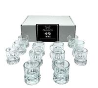 Gissed. Pack of 12 Unique and Original Shot Glasses in the Shape of a Beer Jar with Handle - 28 ml - Mini Jug for Liquors, Ideal for Parties, Events and Tastings - Transparent Glass