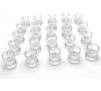 Gissed. Pack of 24 Unique and Original Shot Glasses in The Shape of a Beer Jar with Handle - 28 ml - Mini Jugs for Liquors, Ideal for Parties, Events - Transparent Glass