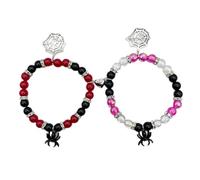 Gissroys 2pcs Halloween Spiders Couple Bracelets for Women Men Magnetic Heart Matching Bangles Festive Party Aesthetic Jewellery Halloween Bracelet, one size, As described