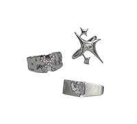 Gissroys 3 Pack Simple Rings Adjustable Opening Rings Star Shape Fashion Alloy Texture Suitable For Wedding And Parties Fashionable Set