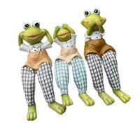 Gissroys 3pcs Resin Frog Sculptures with Long Legs Indoor Outdoor Table Decoration for Garden Balcony Exhibition Waterproof Garden Decoration