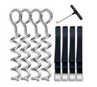 Gissroys 4pcs Portable Trampoline Inserts Ground Anchored Spirals Ground Stakes with Straps Trampoline Accessories for Trampolines Tents Swing