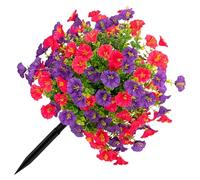 Gissroys Artificial Morning Glory Flower with Ground Stake for Garden Patio Yard Weather Resistant Realistic Green Plant Outdoor Silkflowers for Garden Decoration