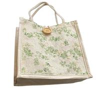 Gissroys Casual Floral Fabric Bag for Women Stylish Student Book Handbag with Top for Various Occasions Japanese Fashion, Green, Eine Größe