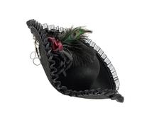 Gissroys Colonial Role Play Pirate Hat Fabric Lace Trim For Festival Historical Reenactment Event Collecting Headwear Lace Feather Pirate