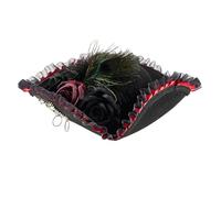 Gissroys Colonial Role Play Pirate Hat Fabric Lace Trim For Festival Historical Reenactment Event Collecting Headwear Lace Feather Pirate