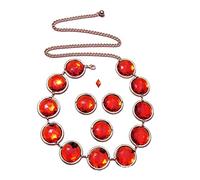 Gissroys Cosplay Waist Belt Halloween Costume Tight Denim Dress Adjustable Stone Chain with Red Gemstones Diamond for Women Gemstone Chain, one size, As described, As described
