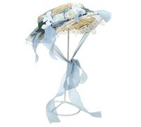 Gissroys Cute Flat Bonnet Colour Flower Band Straw Hat French Style Women Girls Pastoral Flat Straw Weaving Hats Party Hats for Women with Flower Tea Party, light blue, One Size
