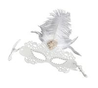 Gissroys Elegant Feathered Rhinestone Party Mask for Evening Galas and Themed Parties Ventilated Fleece Lining Flexible Headbands Elegant Half Face Mask for Celebration