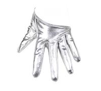 Gissroys Evening Gloves for Women Backless Half Palms Faux Leather Durability Suitable for Performances and Social Events Durability Leather Gloves, silver, One Size