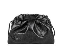 Gissroys Fashion Evening Bag Cloud Texture Practical PU Leather Multi Compartment Storage Strap For Daily Use Folding Occasional Handbag, black, Einheitsgröße