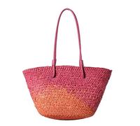Gissroys Fashion Women's Woven Shoulder Bag for Women with Enough Storage Space for Beach Holiday Contrast Colour Straw Hand Basket Inside Female Woven Handbag, Rouge Color, Einheitsgröße