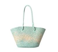Gissroys Fashion Women's Woven Shoulder Bag for Women with Enough Storage Space for Beach Holiday Contrast Colour Straw Hand Basket Inside Female Woven Handbag, Lake-blue, Einheitsgröße