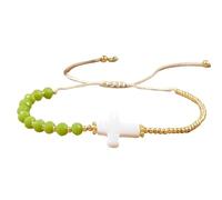 Gissroys Fashionable Crucifix Charm Bracelet with Bohemian Pearls Multicoloured Crystal Bangle Handmade Design Crucifix Pendant Beads Hand Chain, one size, As described