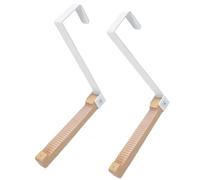Gissroys Foldable Door Hooks with Non-Slip Pads Wood and Iron Over Door Thickness for Coat Towels Bathroom Bedroom Organisers Thickened Metal Hooks Drying Rack