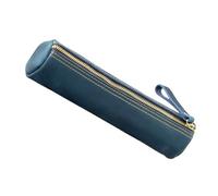 Gissroys Genuine Leather Pencil Case with Zip Spacious Storage Compartment for School Office Business Essential Leather Bags, Blue