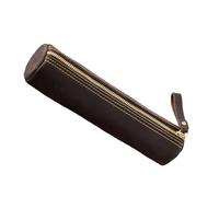 Gissroys Genuine Leather Pencil Case with Zip Spacious Storage Compartment for School Office Business Essential Leather Bags, Coffee colour