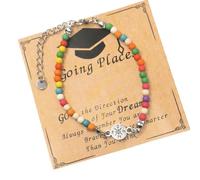 Gissroys Graduation Jewellery Gifts for Your Adjustable Stone Beads Bracelet College Accessory with Greeting Card and Gift Box Bead Bracelet for Graduates, one size, As described