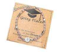 Gissroys Graduation Jewellery Gifts for Your Adjustable Stone Beads Bracelet College Accessory with Greeting Card and Gift Box Bead Bracelet for Graduates, one size, As described
