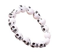 Gissroys Hip Hop Styles Skull Bead Bracelet Unisex Streetwear Handchain Elastic Army Handmade Fashion Accessory Streetwear Bracelet, one size, As described