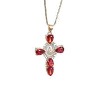 Gissroys Holy Mother Crosses Necklace Elegant Diamond Necklace with Cross Pendant for Gatherings Trendy, one size, As described, As described