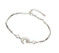 Gissroys Lightweight Alloy Moon Wrist Chain with Adjustable Closure Sparkling Night Out Accessory for Women Crushed Ice Star Moon