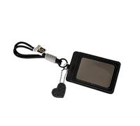 Gissroys Lightweight Photo Card Holder PU Credit Card Protector Case Protector with Lanyard for Event Ware Collectors PU Leather Card Holder with Clear Window, black, Mass beauty