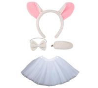 Gissroys Lovely Sheep Hair Hoop Set Sheep Costume Set Soft Gloves Sheep Headband Plush Tail Bowtie Mesh Skirt For Halloween Party