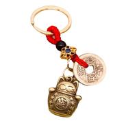 Gissroys Lucky Cat Keychain Ornament Imitation Brass Material, a, One Size
