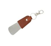 Gissroys Metal Shoe Root with Artificial Leather Handle and Key Ring, Lightweight Shoe Lifter Tool for Simple Shoe Clothing, Children and Adults, Small Horn for Older Children, brown, One Size
