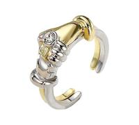 Gissroys Open End Embraces Design Rings Gold Silver Blending Styles Unisex Comfort Wear Alloy Accessories for Anniversary Two-Tone Hug Handshake Rings, As described
