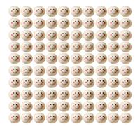 Gissroys Pack of 100 Natural Wooden Beads, Cute Smiling Face Beads for Jewellery Making, Charm Spacers, Crafts, Handmade Accessories, Home Decor Beads