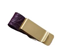 Gissroys Pen Holder with Clip 0.9 x 2.76 Inch Leather Pen Holder Notebook Single Slot Sleeve for Journal Planner Stylish Organisers, Carved Purple, brass