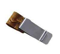 Gissroys Pen Holder with Clip 0.9 x 2.76 Inch Leather Pen Holder Notebook Single Slot Sleeve for Journal Planner Stylish Organisers, Carved Yellow Brown, Stainless Steel