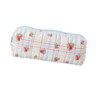 Gissroys Pencil Bag for Teachers Artists Organising Writing Tool Large Capacity Soft Printing Pen Holder Stationeries Bag Pencil Pen Holder, Blue Grid Red Flower