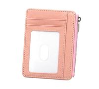 Gissroys PU Leather Blocking Coin Base Pocket Zip Card Holder with Clear Window for Secure Information for Protection and Easy Access to Zip in Window Wallet, b, Mass beauty