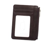Gissroys PU Leather Blocking Coin Base Pocket Zip Card Holder with Clear Window for Secure Information for Protection and Easy Access to Zip in Window Wallet, Coffee colour, Mass beauty