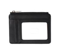 Gissroys PU Leather Blocking Coin Base Pocket Zip Card Holder with Clear Window for Secure Information for Protection and Easy Access to Zip in Window Wallet, black, Mass beauty