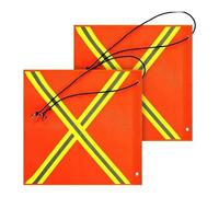 Gissroys PVC Warning Flags 45 x 45 cm Pack of 2 with Reinforced Fact Reflective Edges Safe Bungee Tie for Trailers Trucks Safety Lighting Night Traffic Control Marking