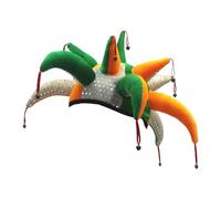 Gissroys Rainbow Circus Clown Hat Vintage Style Multi-Pointed Christmas Cosplay Show Accessories Jester Green Yellow Adult Yellow and Green with Bell Adults