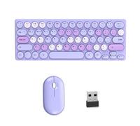 Gissroys Retro Round Keycap Keyboards Mouse Bundle 2.40 g Silent Button Battery for Home Office Setups Silents Clicks Ergonomic