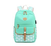 Gissroys School Backpack for Teenagers, Fashionable Canvas School for Books and an Essential Comfortable Shoulder Strap, Fashionable Backpack, Green, Eine Größe
