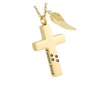 Gissroys Set Pet Ash Necklace Rustproof Metal Crossed Jewel Battle Half Necklace for Dog Cats Keepsakes Storage Memorials Crossed Pet Memorial