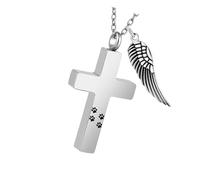 Gissroys Set Pet Ash Necklace Rustproof Metal Crossed Jewel Battle Half Necklace for Dog Cats Keepsakes Storage Memorials Crossed Pet Memorial