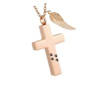 Gissroys Set Pet Ash Necklace Rustproof Metal Crossed Jewel Battle Half Necklace for Dog Cats Keepsakes Storage Memorials Crossed Pet Memorial