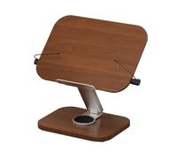 Gissroys Space-saving foldable laptop stand with wood and aluminium design for efficient storage, cookbook holder, wood laptop stand
