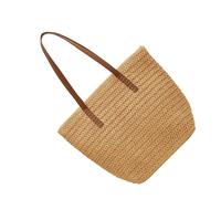 Gissroys Spacious Straw Handbag, Ergonomic Shoulder Bag, Practical Office Bag with Comfortable Straps and Organisational Pockets, Practical Handbag, beige, Eine Größe