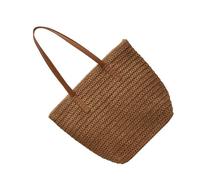 Gissroys Spacious Straw Handbag, Ergonomic Shoulder Bag, Practical Office Bag with Comfortable Straps and Organisational Pockets, Practical Handbag, khaki, Eine Größe