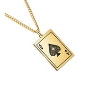 Gissroys Stainless Steel Pendant Necklace Men Fashion Spade Playing Cards Necklace Adjustable Chain For Men Women Unique, one size, As described, As described