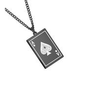 Gissroys Stainless Steel Pendant Necklace Men Fashion Spade Playing Cards Necklace Adjustable Chain For Men Women Unique, one size, As described, As described